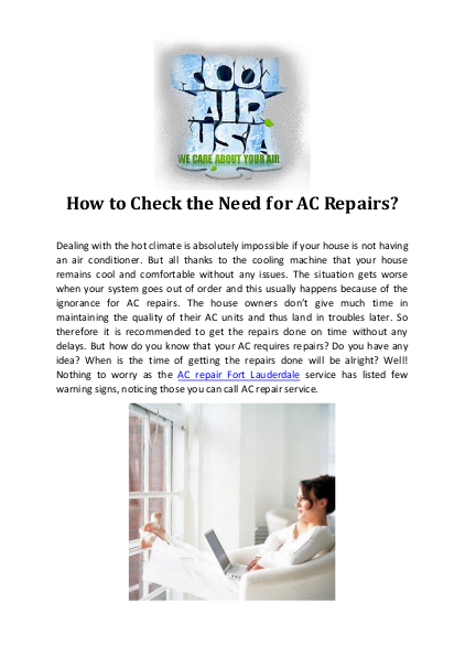How to Check the Need for AC Repairs?
