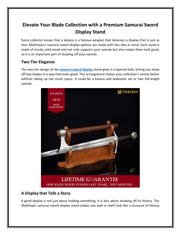 Elevate Your Blade Collection with a Premium Samurai Sword Display Stand