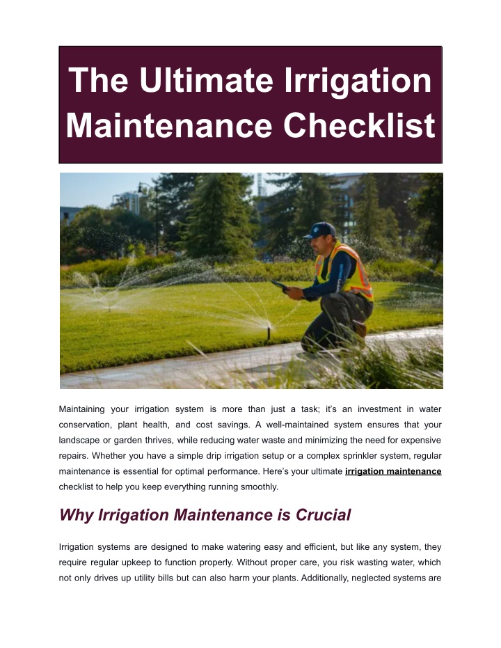 PPT - The Ultimate Irrigation Maintenance Checklist PowerPoint Presentation - ID:14457406